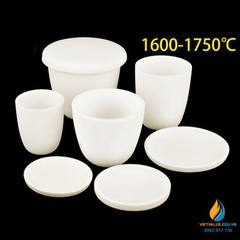 Cốc nung bằng nhôm oxit 200ml, có nắp, chịu nhiệt 1600 độ C đến 1800 độ C