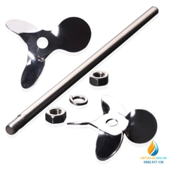 Lưỡi khuấy trộn Inox 304 không gỉ, cái dài 30cm, lưỡi 4 cánh quạt dài 40mm