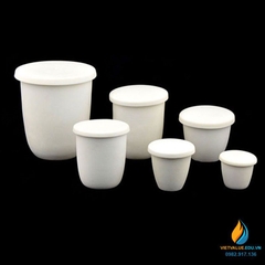 Cốc nung bằng nhôm oxit 100ml, có nắp, chịu nhiệt 1600 độ C đến 1800 độ C