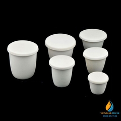 Cốc nung bằng nhôm oxit 200ml, có nắp, chịu nhiệt 1600 độ C đến 1800 độ C