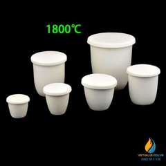 Cốc nung bằng nhôm oxit 200ml, có nắp, chịu nhiệt 1600 độ C đến 1800 độ C