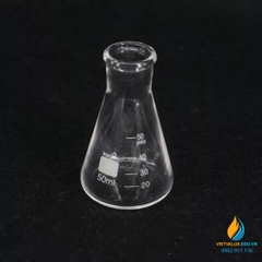 Bình tam giác, thủy tinh trong suốt, có chia vạch, không nắp, 50ml