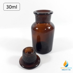 Chai đựng hóa chất, thủy tinh, có nắp, màu nâu hổ phách, 60ml