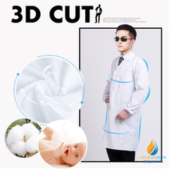 Áo blue phòng thí nghiệm, size M, áo bảo hộ phòng thí nghiệm dài tay, chất vải tốt