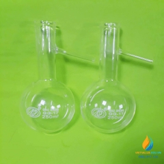 Bình cầu thủy tinh đáy tròn, cổ dài, có nhánh chiết, 250ml