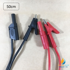 Dây nối đầu bắp chuối nối chồng, đầu kẹp cá sấu nhựa, chiều dài 40cm, chịu tải 10A