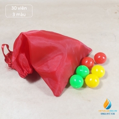 Túi 30 viên bi nhựa gồm 3 màu khác nhau, đường kính bi 15mm, học xác xuất tiểu học