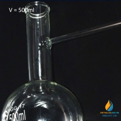 Bình cầu thủy tinh đáy tròn, cổ dài, có nhánh chiết, 500ml