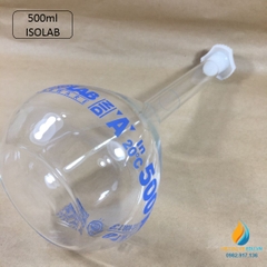 Bình định mức thủy tinh, nút nhựa, hãng IsoLab , dung tích 500ml