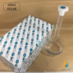 Bình định mức thủy tinh, nút nhựa, hãng IsoLab , dung tích 500ml