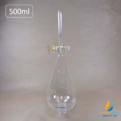 Bình lắng gạn quả lê, phễu tách hình quả lê, khóa thủy tinh, dung tích 500ml