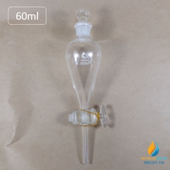 Bình lắng gạn quả lê, phễu tách hình quả lê, khóa thủy tinh, dung tích 60ml