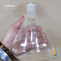 Bình tam giác thủy tinh 500ml có nút cổ mài vạch chia chịu nhiệt