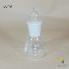 Bình tam giác thủy tinh 50ml có nút cổ mài vạch chia chịu nhiệt