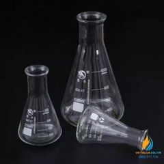 Bình tam giác, thủy tinh trong suốt, có chia vạch, không nắp, 150ml
