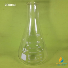 Bình tam giác, thủy tinh trong suốt, có chia vạch, không nắp, 2000ml