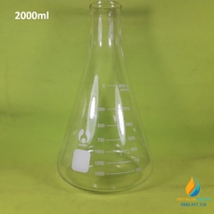 Bình tam giác, thủy tinh trong suốt, có chia vạch, không nắp, 2000ml