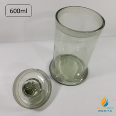 Bình thủy tinh hình trụ, có nắp, cổ mài dung tích 600ml, bình lưu, ngâm mẫu phòng thí nghiệm