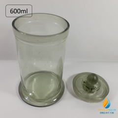 Bình thủy tinh hình trụ, có nắp, cổ mài dung tích 600ml, bình lưu, ngâm mẫu phòng thí nghiệm