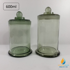 Bình thủy tinh hình trụ, có nắp, cổ mài dung tích 600ml, bình lưu, ngâm mẫu phòng thí nghiệm