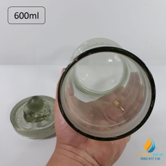 Bình thủy tinh hình trụ, có nắp, cổ mài dung tích 600ml, bình lưu, ngâm mẫu phòng thí nghiệm