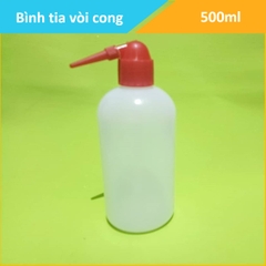 Bình tia nắp đỏ, vòi cong, dung tích 500ml, nhựa PP  có vạch chia