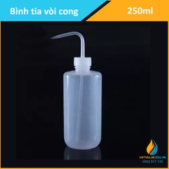 Bình tia nắp trắng, vòi cong, dung tích 250ml, nhựa PP  có vạch chia