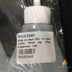 Bình tia nhựa vòi ngang, nhựa LPDE 500ml, nắp trắng, Scilabware hàng Anh Quốc