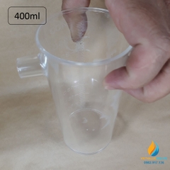 Bình tràn thí nghiệm dung tích 400ml, vạch chia, nhựa PP