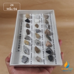 Bộ mẫu đá hóa thạch 24 mẫu mã 401, Mẫu vật hóa thạch đá khoáng, mẫu đất giảng dạy khoa học