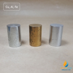 Bộ 3 khối kim loại dạng hình trụ, kim loại đồng, kin loại nhôm, kim loại sắt