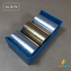 Bộ 3 khối kim loại dạng hình trụ, kim loại đồng, kin loại nhôm, kim loại sắt