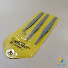 Bộ 3 nhíp điện tử  thép trắng DIY không gỉ chống tĩnh điện TS9803