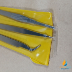 Bộ 3 nhíp điện tử  thép trắng DIY không gỉ chống tĩnh điện TS9803
