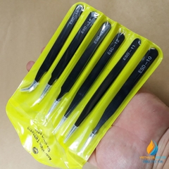 Bộ 6 nhíp ESD đen chống tĩnh điện, ESD10 đến ESD15 chất lượng cao