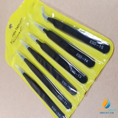 Bộ 6 nhíp ESD đen chống tĩnh điện, ESD10 đến ESD15 chất lượng cao