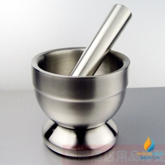 Bộ cối chày inox 304 thép không gỉ, nghiền mẫu, đường kính miệng 10 cm