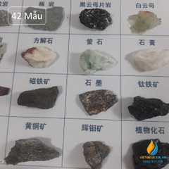 Bộ 42 mẫu đá tự nhiên, mẫu quặng kim loại dụng cụ giảng dạy trường học