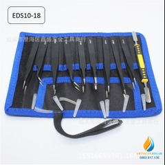 Bộ nhíp ESD chống tĩnh điện chất liệu thép không gỉ, bộ 10 nhíp từ ESD10 đến ESD18