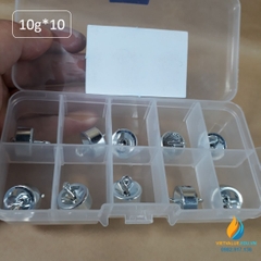 Bộ 10 quả nặng trọng lượng 10 gam, có móc treo, bộ quả nặng cơ học phòng thí nghiệm