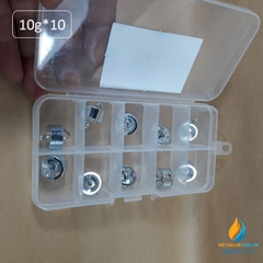 Bộ 10 quả nặng trọng lượng 10 gam, có móc treo, bộ quả nặng cơ học phòng thí nghiệm
