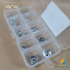 Bộ 10 quả nặng trọng lượng 10 gam, có móc treo, bộ quả nặng cơ học phòng thí nghiệm