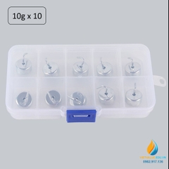 Bộ 10 quả nặng trọng lượng 10 gam, có móc treo, bộ quả nặng cơ học phòng thí nghiệm