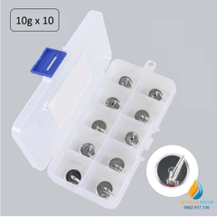 Bộ 10 quả nặng trọng lượng 10 gam, có móc treo, bộ quả nặng cơ học phòng thí nghiệm