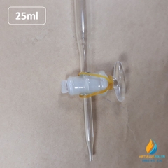 Buret khóa thủy tinh 25ml có bạc chao, có vạch chia, thủy tinh trong suốt