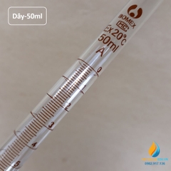 Buret thủy tinh, khóa dây dung tích 50ml, vạch chia hãng Bomex, không bạc chao
