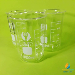 Cốc đong thủy tinh trong suốt, chịu nhiệt, có chia vạch, có mỏ, 1000ml