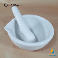 Cối chày sứ nghiền mẫu chất phòng thí nghiệm, đường kính 21cm
