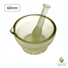 Cối cháy thủy tinh nghiền mẫu chất, đường kính miệng 75mm, trong suốt