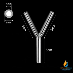 Ống dẫn khí thủy tinh 3 nhánh hình chữ Y, đường kính 7mm, ống dẫn khí thí nghiệm